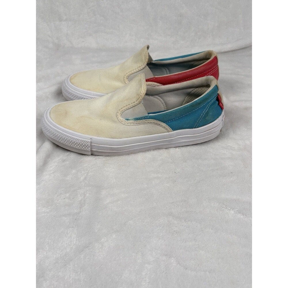 Converse Sneakers Womens Sz 7.5 White/Pink/Blue READ Slip On Shoe Casual
